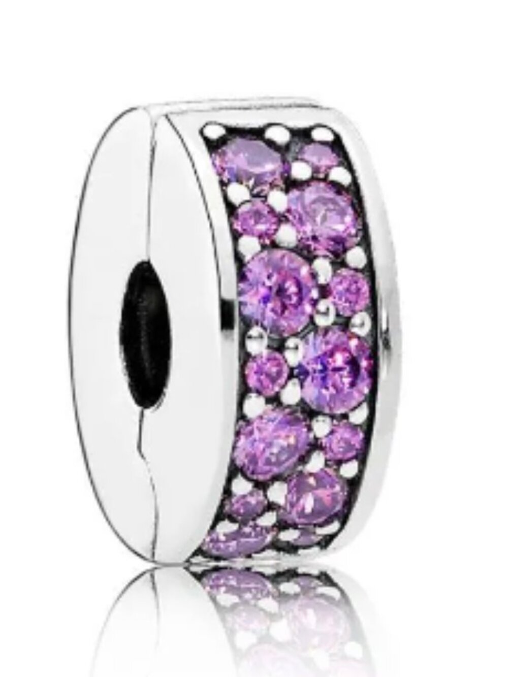 NEW Authentic Pandora Pave Clip Charm PURPLE Stone Clip 796361NCB